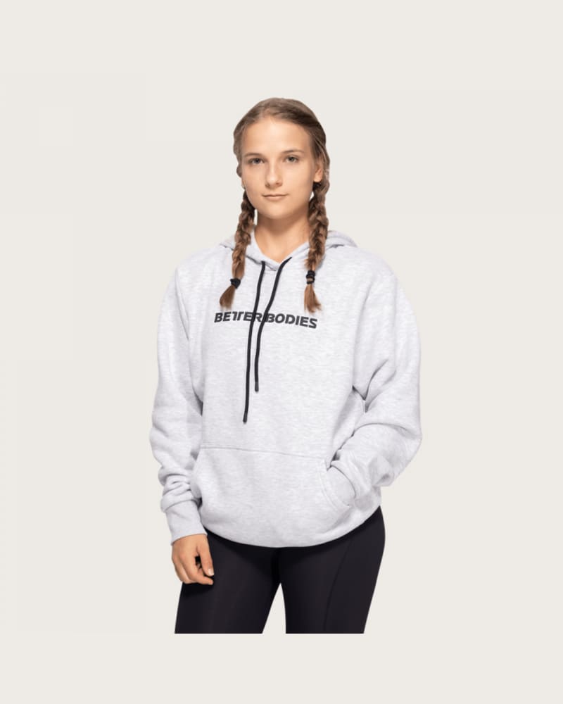 Better Bodies Hoodie Logo Light Grey Melange M