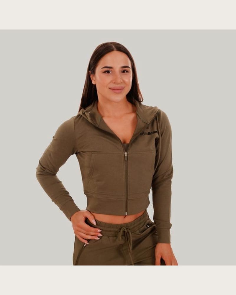GymBeam Dámska mikina Zip-up TRN olive SS