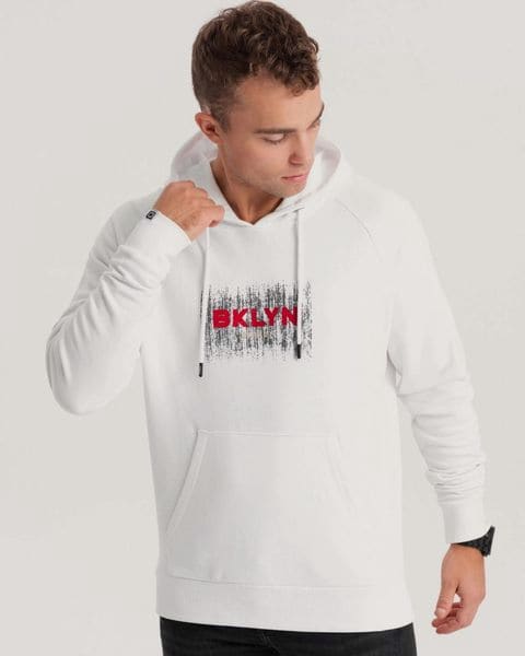 Nadčasová biela mikina s kapucňou