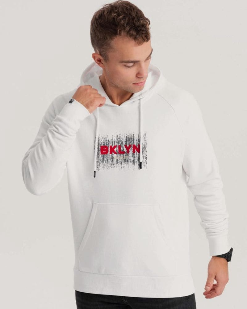 Nadčasová biela mikina s kapucňou