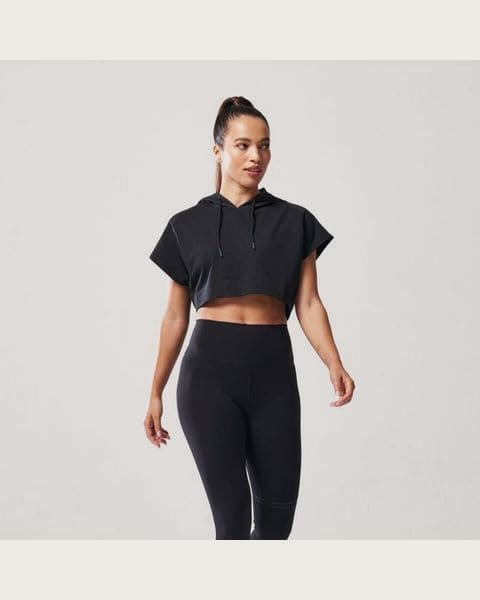SQUATWOLF Dámske tričko Vented Crop Hoodie Black L