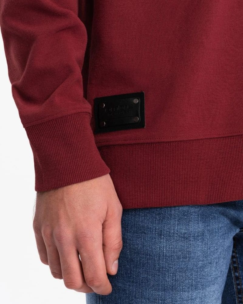 Elegantná bordová mikina s polo golierom – fotka 6