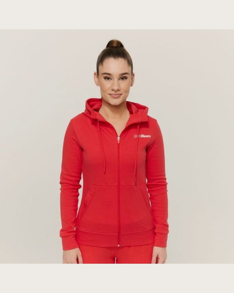 GymBeam Dámska mikina so zipsom Limitless Hot Red SS – fotka 2