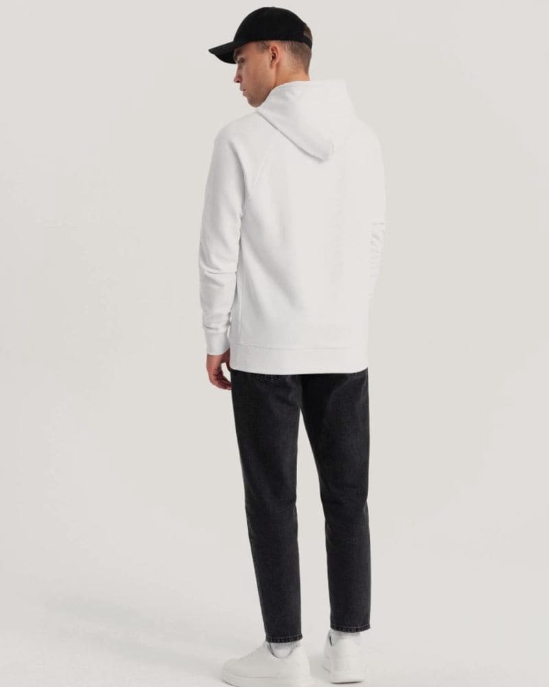 Jedinečná biela mikina s nápisom denim – fotka 2