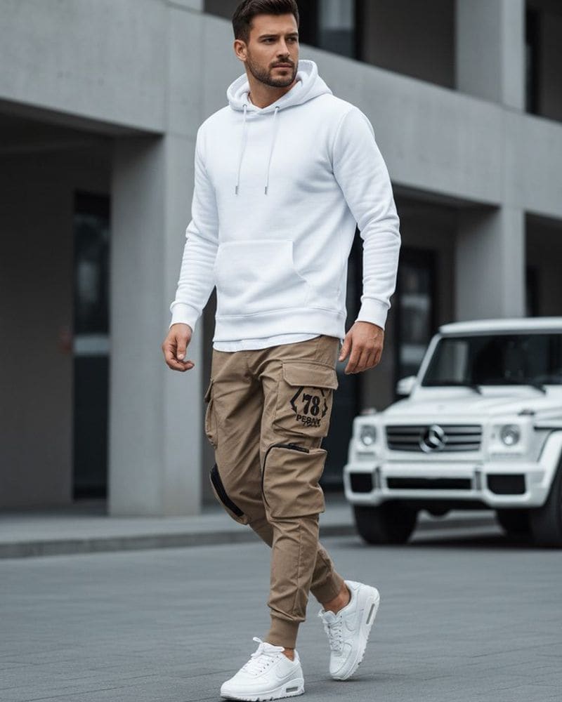 Nadčasové béžové joggery s vreckami – fotka 3