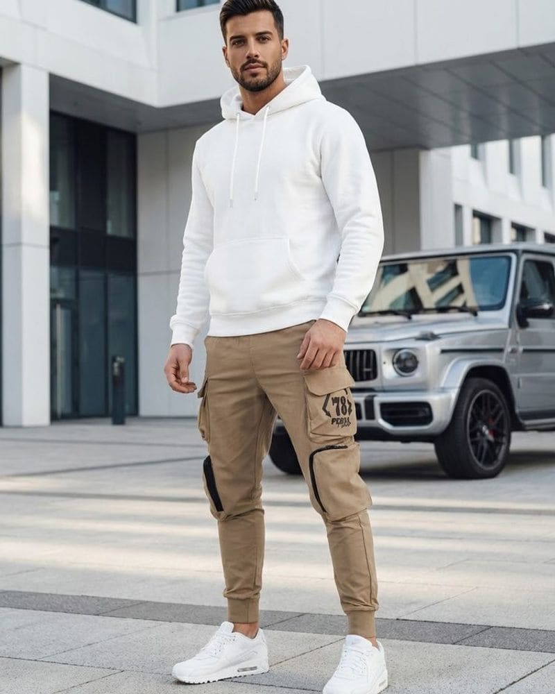 Nadčasové béžové joggery s vreckami – fotka 4