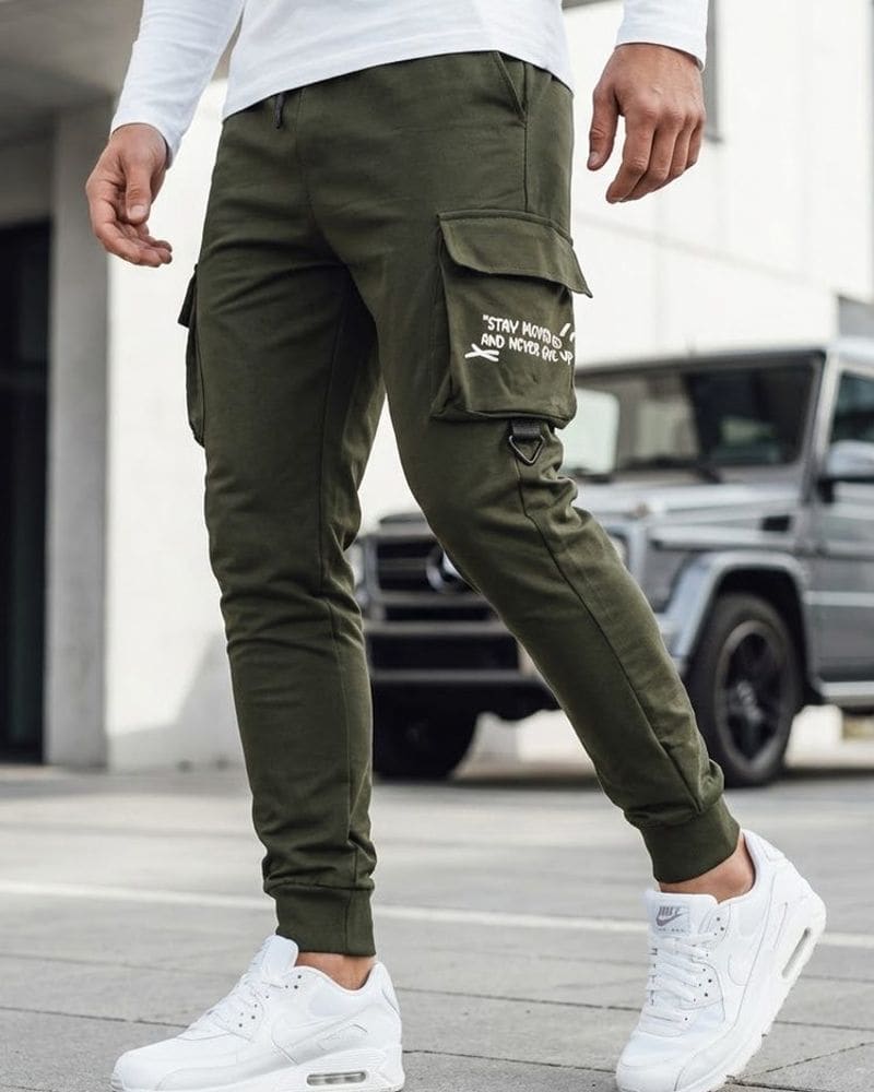 Originálne zelené pánske kapsáčové joggery