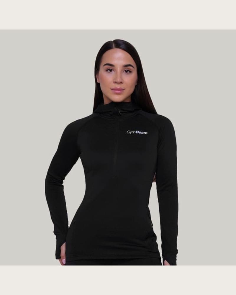GymBeam Dámska bežecká mikina 1/2 Zip Pulse Black SS