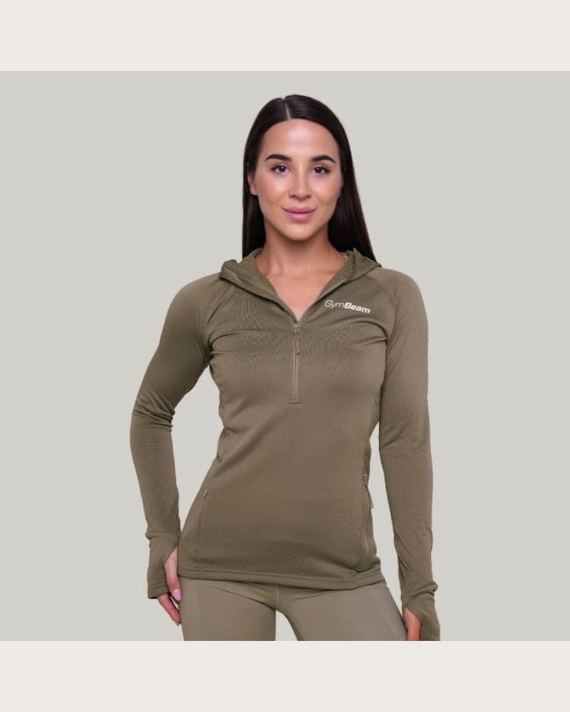 GymBeam Dámska bežecká mikina 1/2 Zip Pulse Vetiver MM