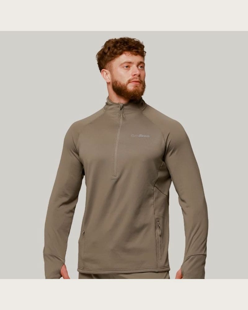 GymBeam Bežecká mikina 1/2 Zip Pulse Vetiver MM