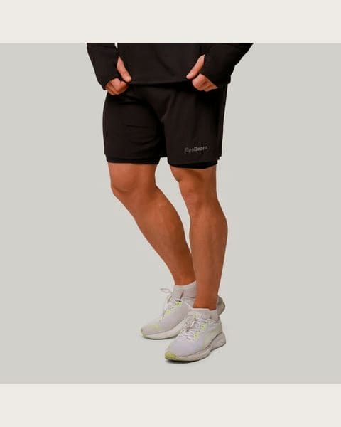GymBeam Bežecké šortky 2in1 Pulse Black - GymBeam LL