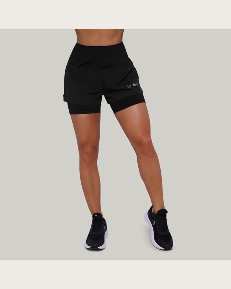 GymBeam Dámske bežecké šortky 2in1 Pulse Black XLXL