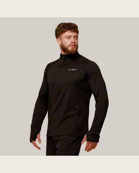 GymBeam Bežecká mikina 1/2 Zip Pulse Black SS
