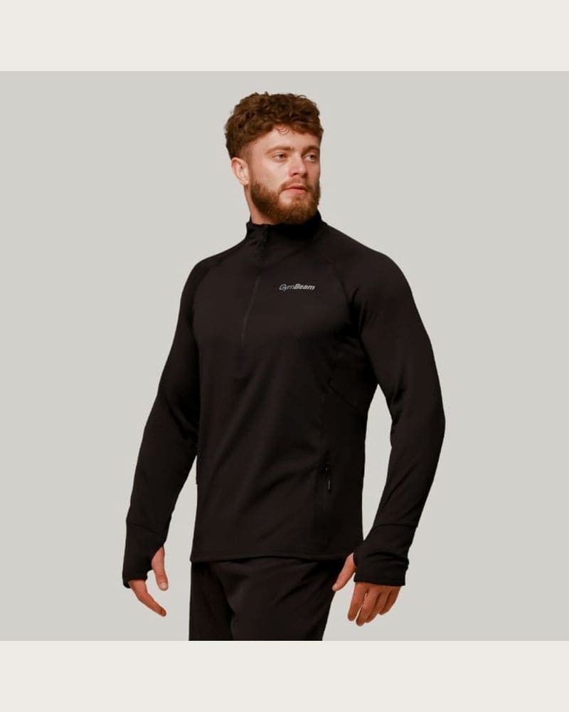 GymBeam Bežecká mikina 1/2 Zip Pulse Black SS
