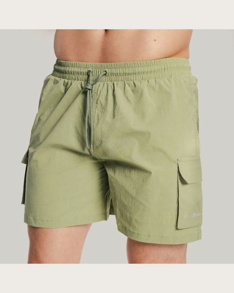 GymBeam Pánske plavecké šortky Cargo Olive XXL