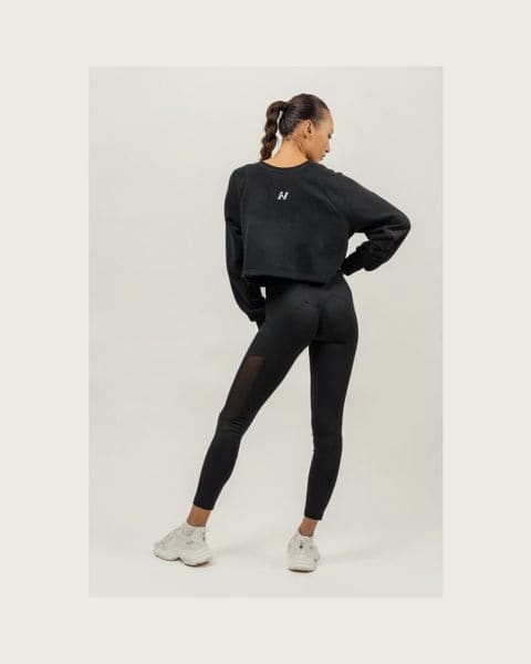 NEBBIA Crop Mikina Gym Spirit Black LL
