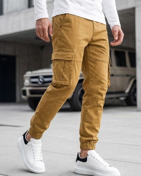 Béžové pánske jogger kapsáče