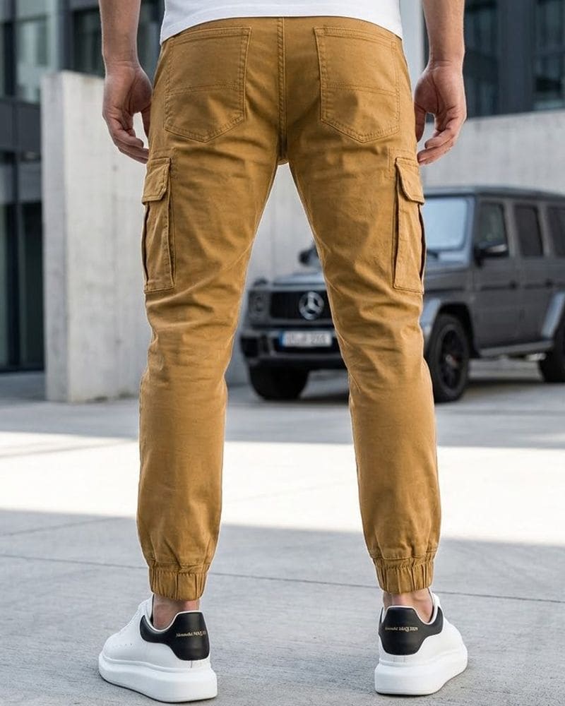 Béžové pánske jogger kapsáče – fotka 2