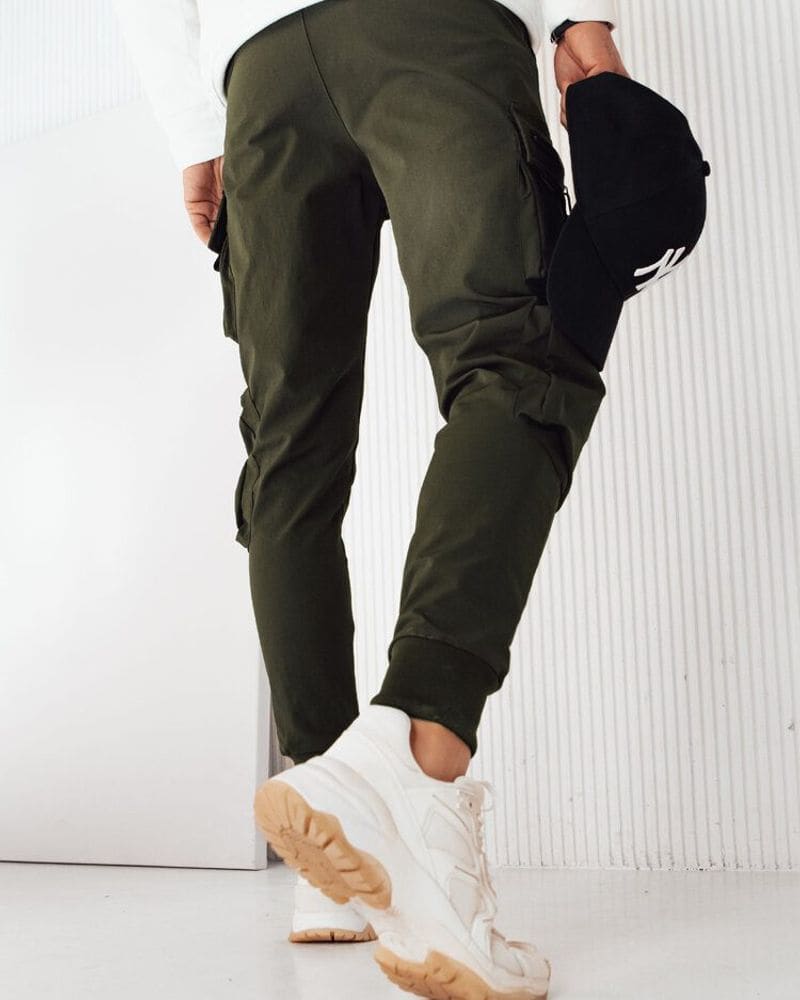 Trendy zelené pánske kapsáčové joggery Born – fotka 2