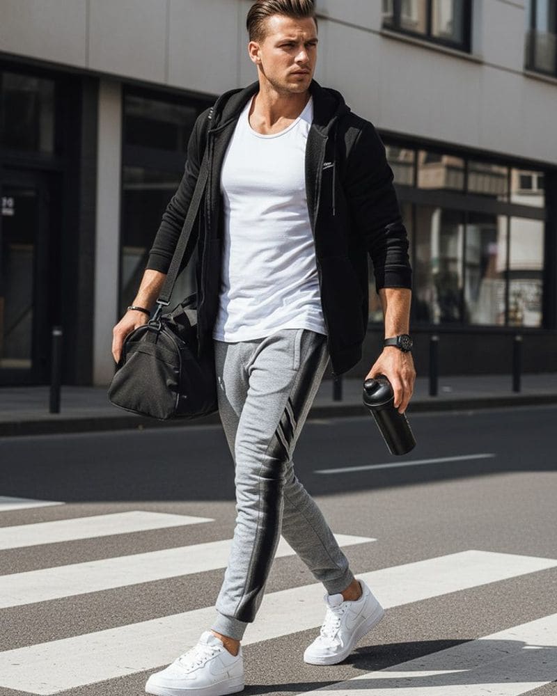 Pohodlné šedé trendy tepláky – fotka 3