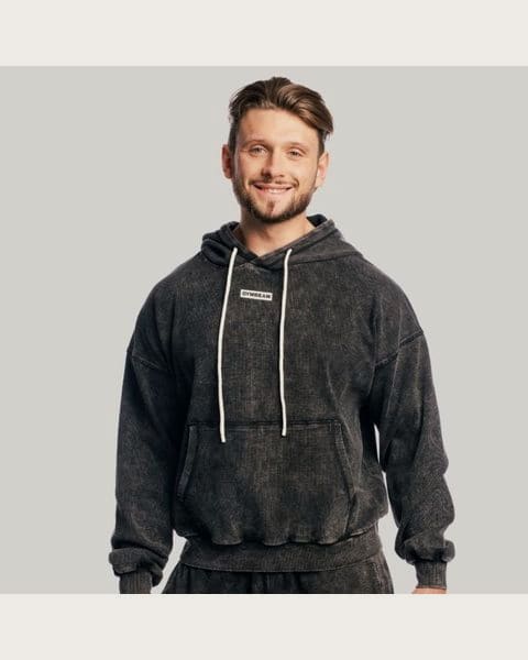 GymBeam Mikina Aura Hoodie Washed Black S