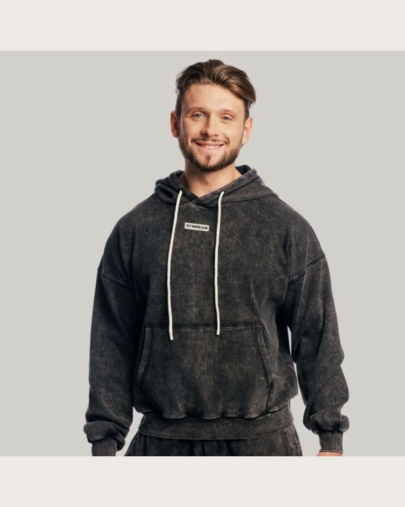 GymBeam Mikina Aura Hoodie Washed Black S