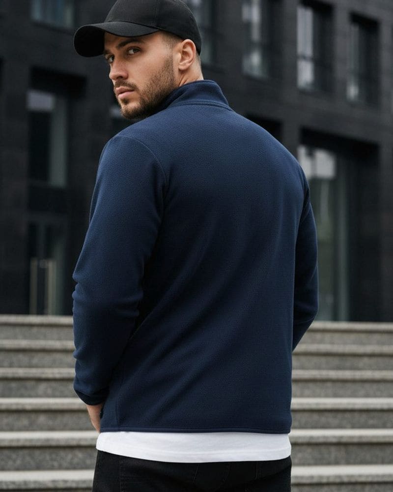 Granátová fleecová mikina na zips bez kapucne – fotka 2