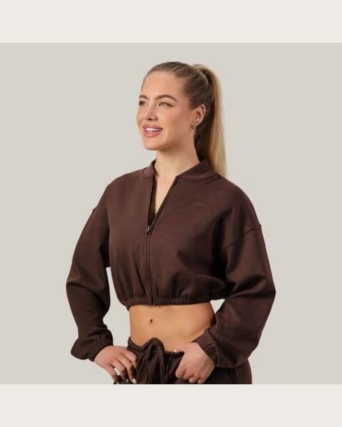 GymBeam Dámska mikina Zip-Up NEO Mocha S