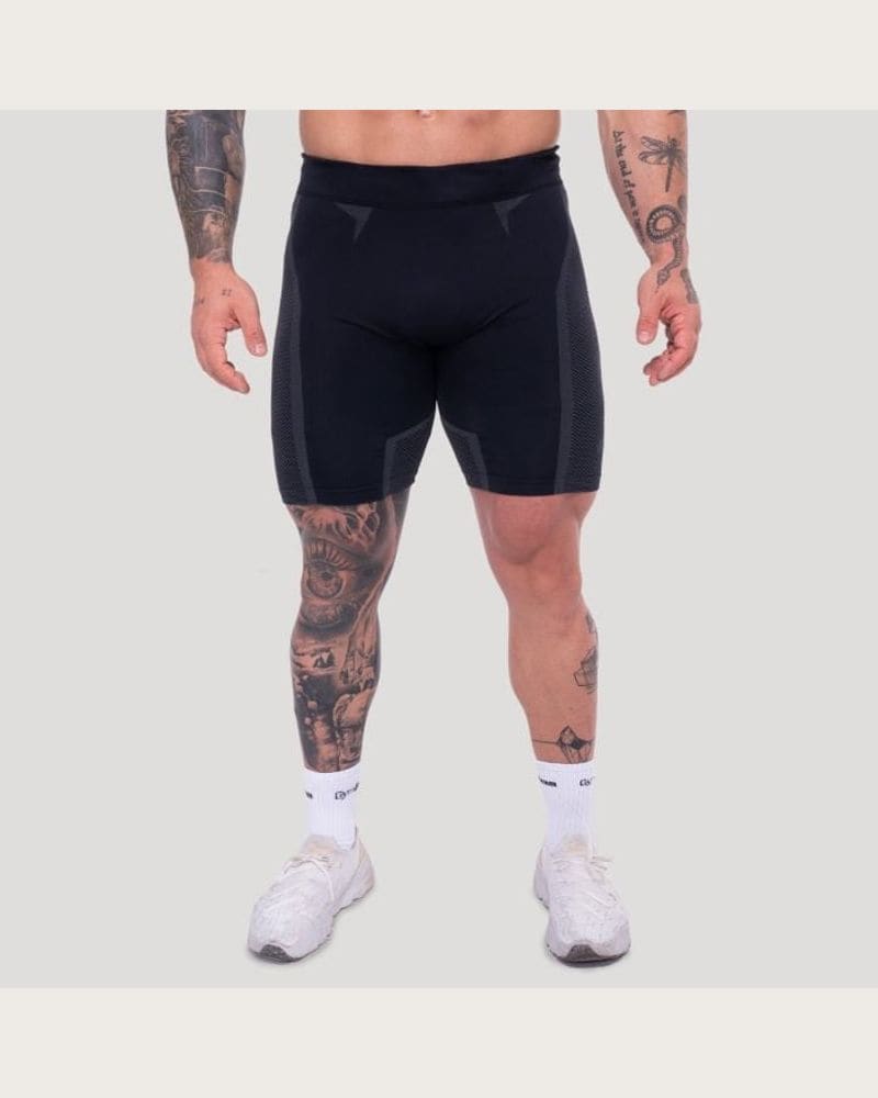 GymBeam Bezšvové šortky OG1 Black/Grey S