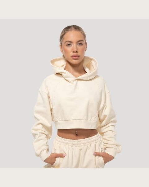 GymBeam Dámska mikina Cropped Mochi Cream M