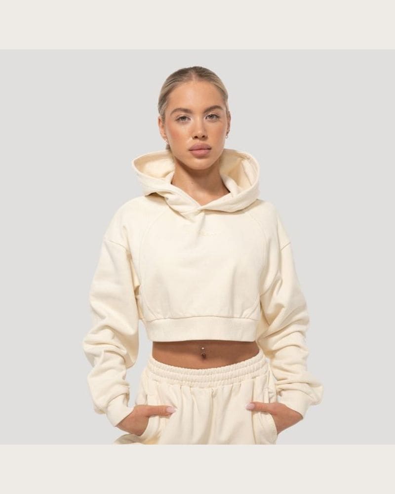 GymBeam Dámska mikina Cropped Mochi Cream M