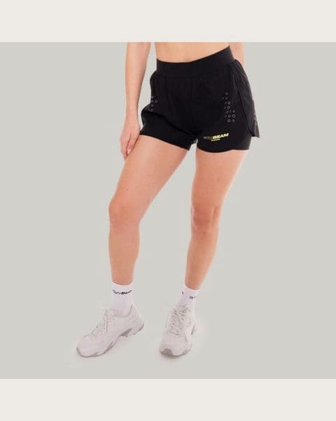 GymBeam Dámske 2in1 šortky Pace Black XS