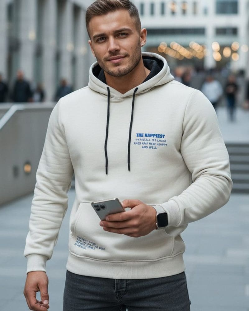 Atraktívna krémová mikina s popisom