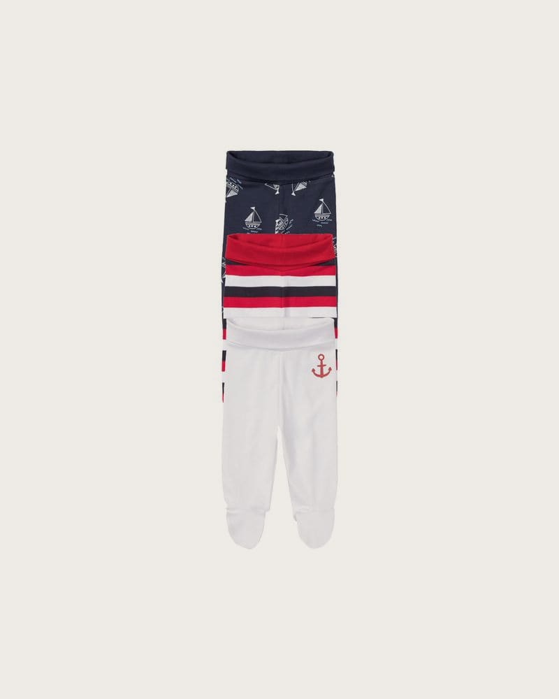 LUPILU® Detské tepláky, vysoký podiel biobavlny, 3-pack (navy modrá/biela, 62/68)