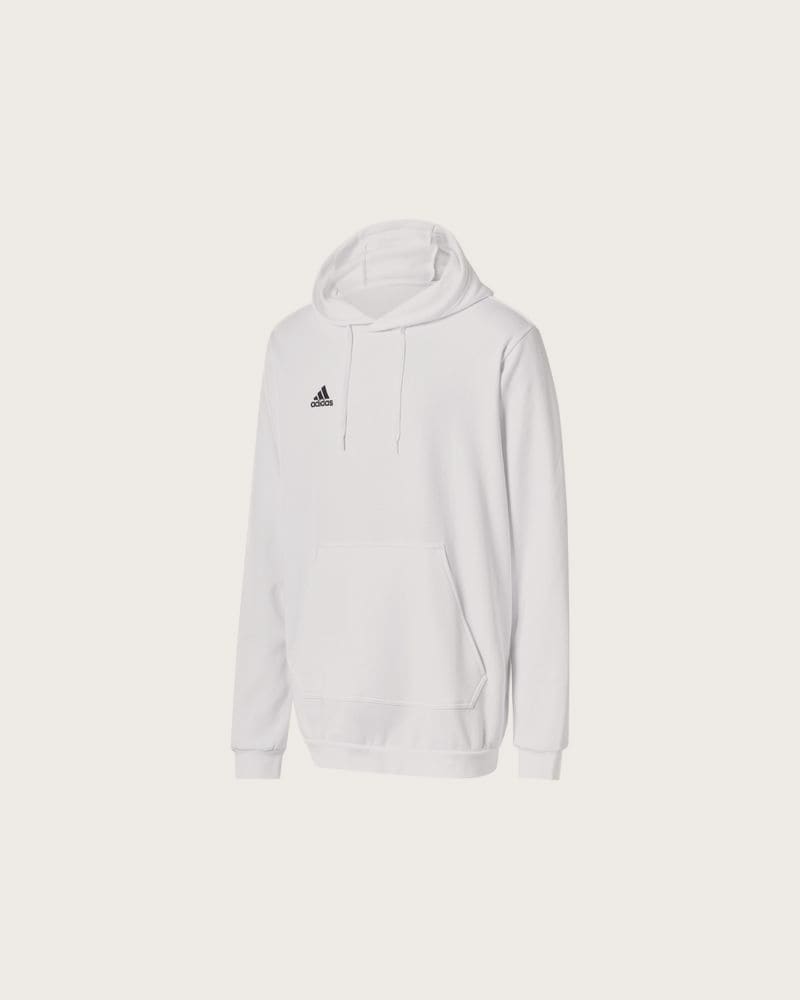 ADIDAS Pánska mikina s kapucňou, klokaním vreckom a manžetami. (biela)