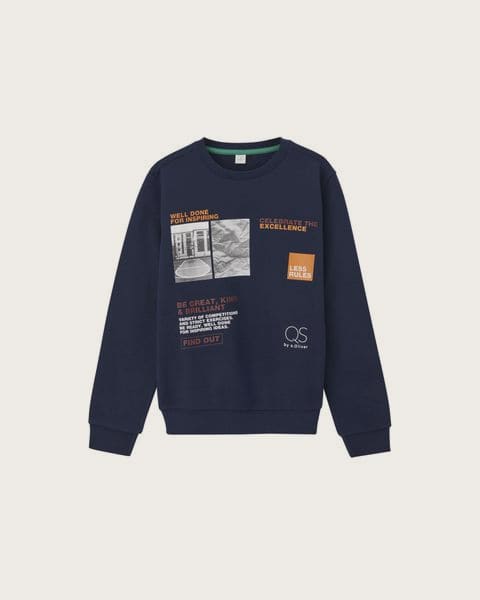 QS BY S.OLIVER Mikina, okrúhly výstrih (navy modrá, XL (176))