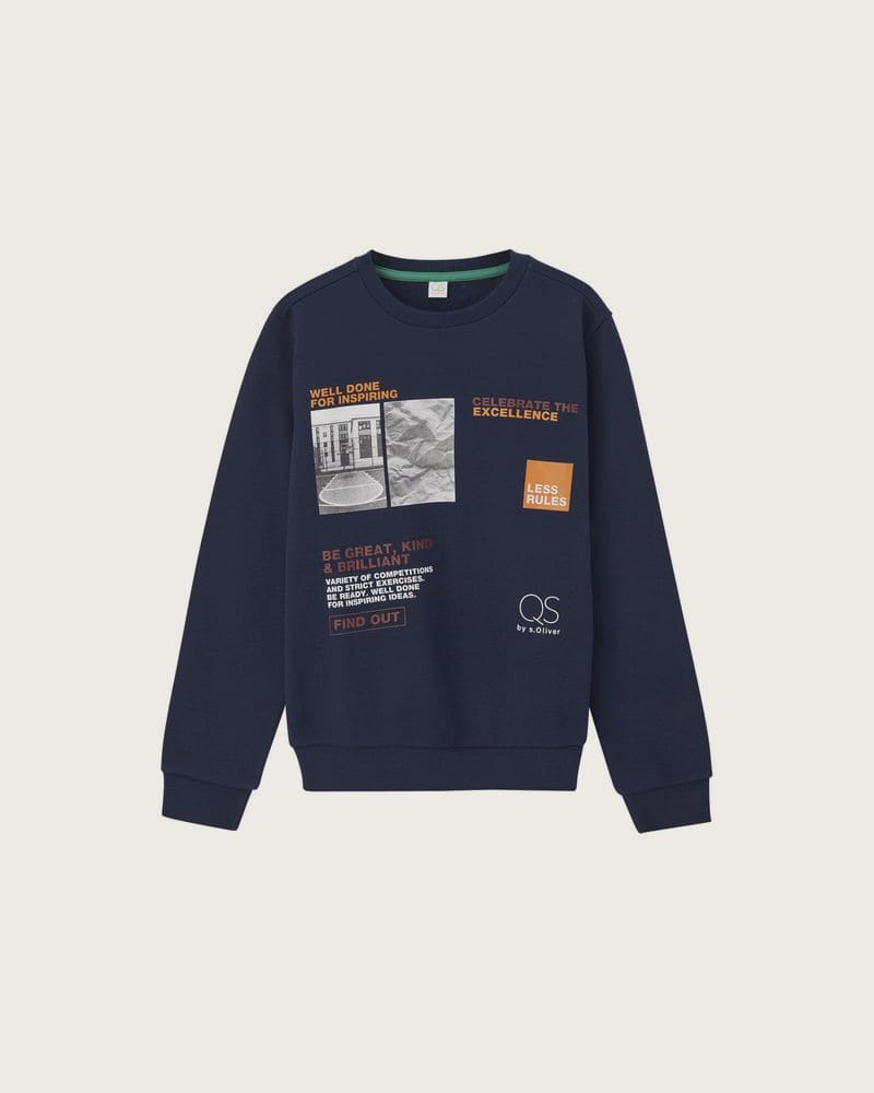 QS BY S.OLIVER Mikina, okrúhly výstrih (navy modrá, XL (176))