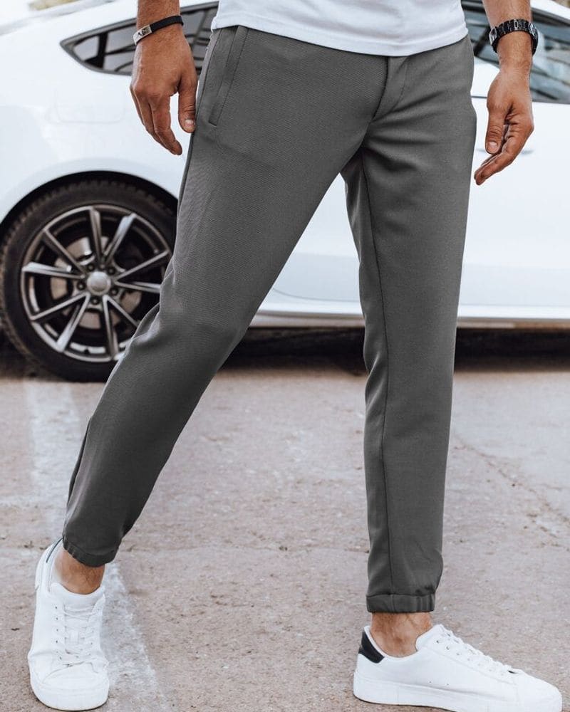 Elegantné šedé joggery – fotka 3
