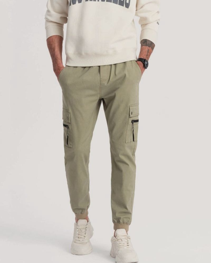 Trendové khaki joggery – fotka 3