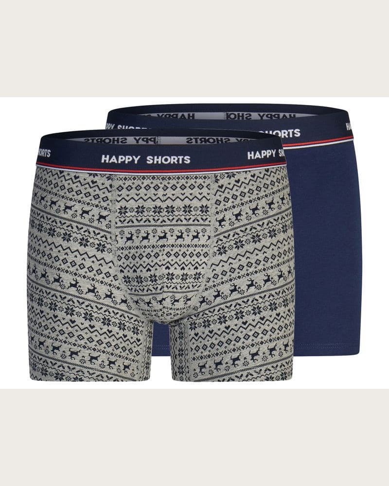 HAPPY SHORTS Pánske boxerky, 2 ks. (navy modrá/sivá, L)