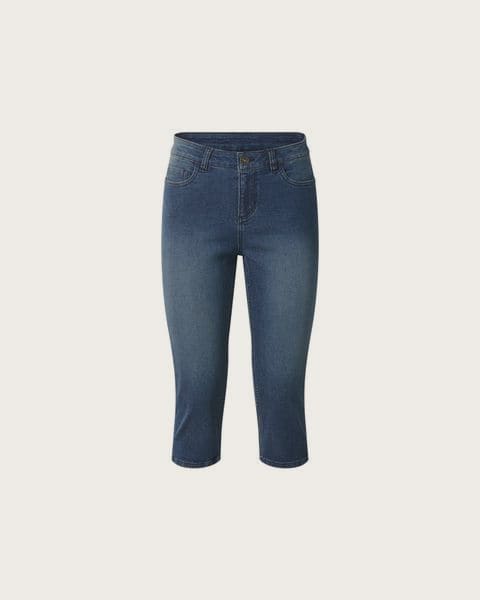 ESMARA® Dámske capri džínsy, Slim Fit. (tmavomodrá, 34)