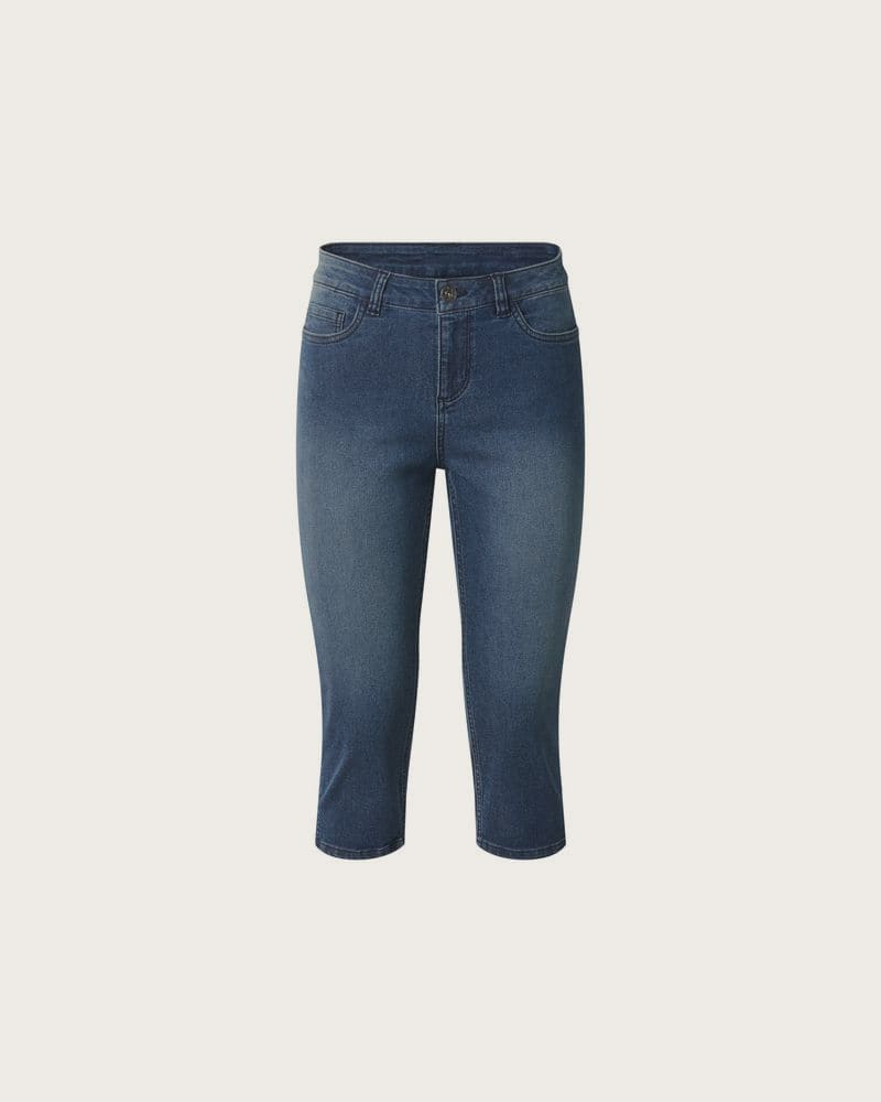 ESMARA® Dámske capri džínsy, Slim Fit. (tmavomodrá, 42)