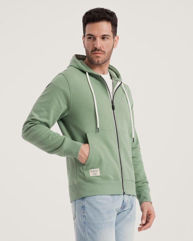 Základná zelená mikina na zips