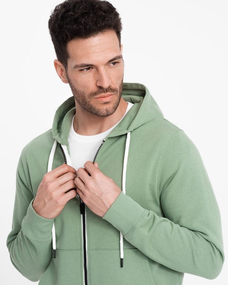 Základná zelená mikina na zips – fotka 3