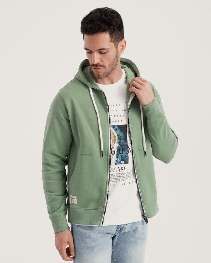 Základná zelená mikina na zips – fotka 4