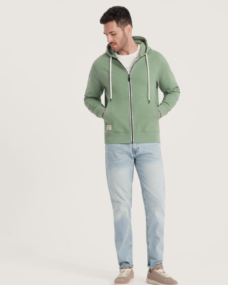 Základná zelená mikina na zips – fotka 6