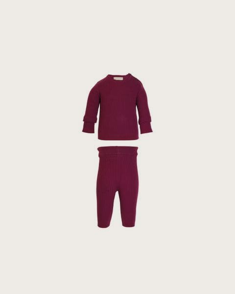 LUPILU® Pletená súprava pre bábätká s merino vlnou Premium, 2-dielna (červená, 50/56)