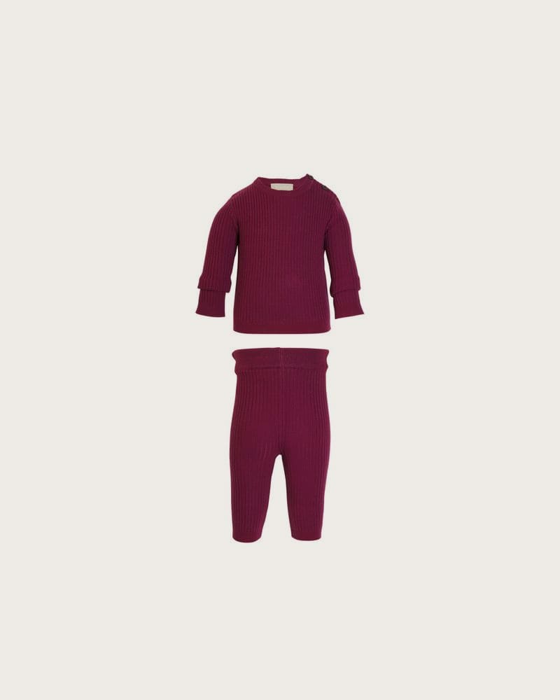LUPILU® Pletená súprava pre bábätká s merino vlnou Premium, 2-dielna (červená, 50/56)