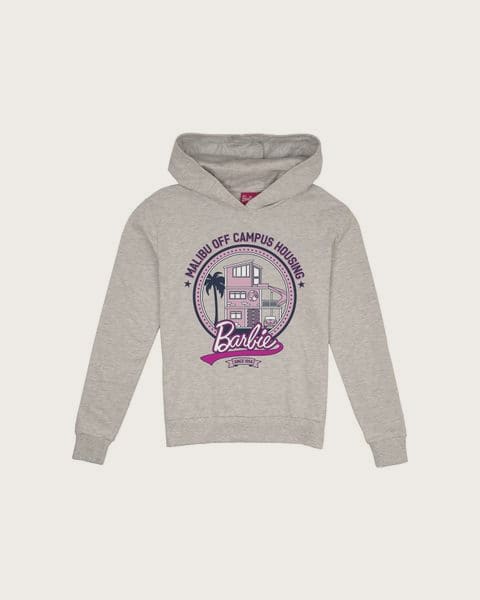 BARBIE Dámska mikina s kapucňou a potlačou. (sivá, M)