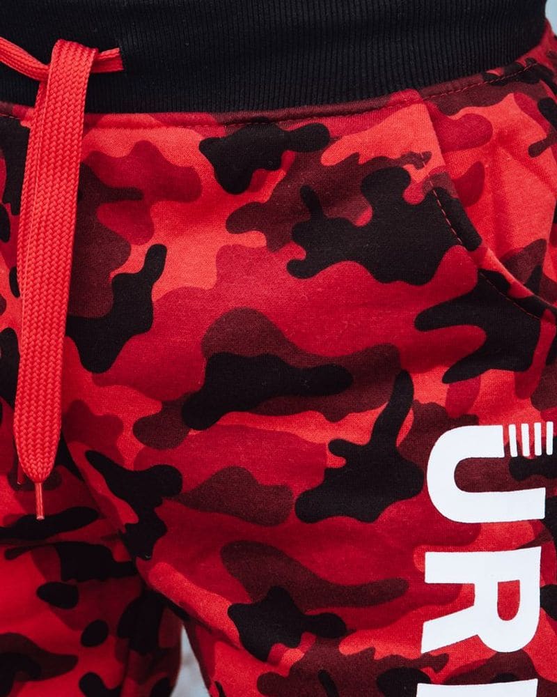 Trendy maskáčové tepláky pre pánov v červenom farebnom prevedení – fotka 5